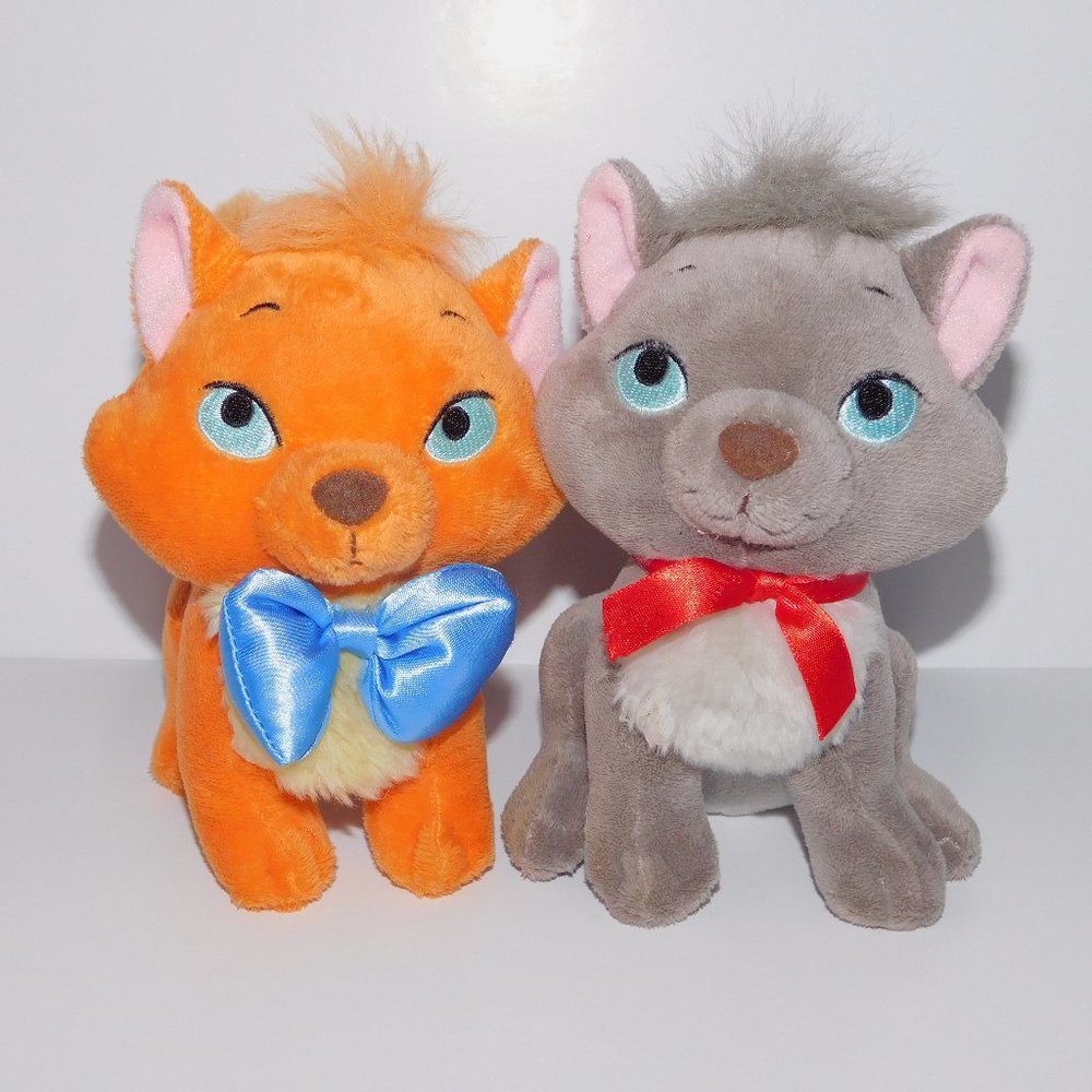 VTG Disney Aristocats 6" Plush Orange Toulous & Gray Berlioz stuffed Cat Kitten - Picture 1 of 5